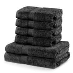 DecoKing Sada 2 osušek a 4 ručníků Ginna tmavě šedé, velikost 2*70x140+4*50x100