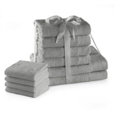 AmeliaHome Sada bavlněných ručníků AMARI 2+4+4 ks stříbrná, velikost 2*70x140+4*50x100+4*30x50