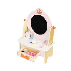 EcoToys Dětský dřevěný toaletní stolek Samantha růžový
