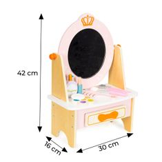 EcoToys Dětský dřevěný toaletní stolek Samantha růžový