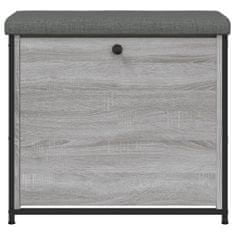 Greatstore Botníková lavice s výklopnou zásuvkou šedá sonoma 62x32x56 cm