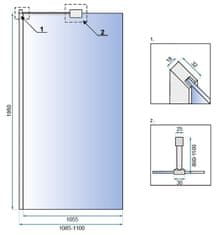 BPS-koupelny Bezrámová sprchová zástěna REA AERO 110 cm, chrom