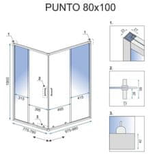 BPS-koupelny Obdélníkový sprchový kout REA PUNTO 80x100 cm, chrom se sprchovou vaničkou Savoy černá