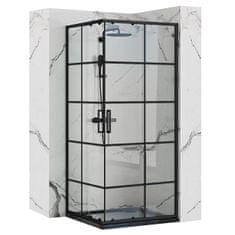 BPS-koupelny Čtvercový sprchový kout REA CONCEPT 80x80 cm, černý se sprchovou vaničkou Savoy černá