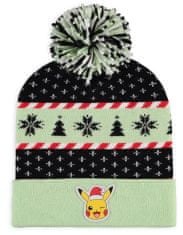 CurePink Zimní dárkový set čepice a šála Pokémon: Vánoční Pikachu (univerzální)