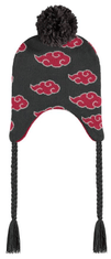 CurePink Úpletová zimní čepice s copánky Naruto|Shippuden: Akatsuki Symbol (univerzální)