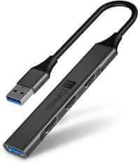 Connect IT USB-A hub, 1xUSB-A 3.0, 3xUSB-A 2.0, externí, černá
