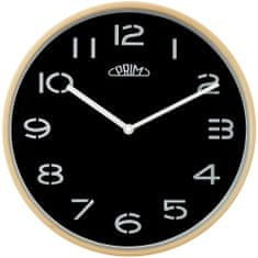 Prim Dřevěné designové hodiny Woody, světlé dřevo/černá