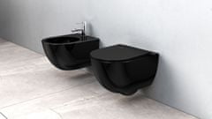 BPS-koupelny Závěsná WC mísa se SoftClose sedátkem REA CARLO MINI RIMLESS Flat, černá lesk