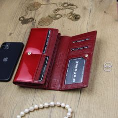 Gregorio Elegantní dámská kožená peněženka Druk, červená