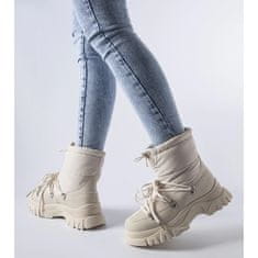 Béžové zateplené sněhové boty velikost 37