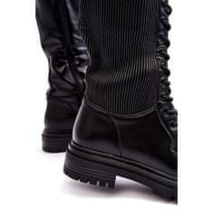 SUPER MODE Šněrovací boty Glans Knee-high Black velikost 39