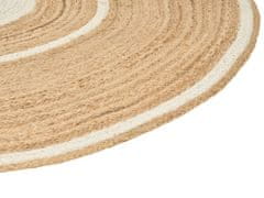 Beliani Kulatý jutový koberec 140 cm béžový/bílý HALFELI