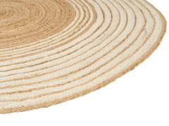 Beliani Kulatý jutový koberec 140 cm béžový/bílý MELEKLI