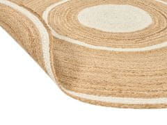 Beliani Kulatý jutový koberec 140 cm béžový/bílý HALFELI