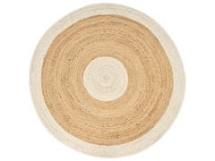 Beliani Kulatý jutový koberec 140 cm béžový/bílý YAYALAR