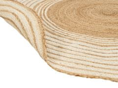 Beliani Kulatý jutový koberec 140 cm béžový/bílý MELEKLI