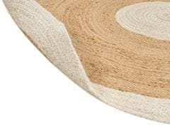 Beliani Kulatý jutový koberec 140 cm béžový/bílý YAYALAR