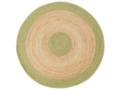Beliani Kulatý jutový koberec 140 cm béžový/zelený YAYALAR