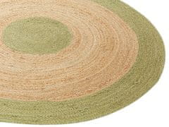 Beliani Kulatý jutový koberec 140 cm béžový/zelený YAYALAR