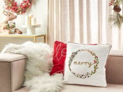 Beliani Sametový polštář vánoční motiv 45 x 45 cm bílý EUCHARIS