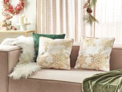 Beliani Sada 2 bavlněných polštářů vánoční motiv 45 x 45 cm bílé/zlaté STAPELIA