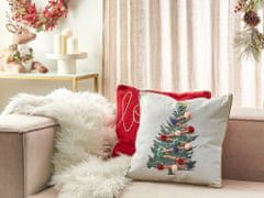 Beliani Bavlněný polštář vzor vánoční stromeček 45 x 45 cm bílý EPISCIA
