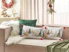 Beliani Sada 2 bavlněných polštářů vzor vánoční stromeček 30 x 50 cm bílé ANREDERA