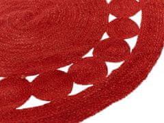 Beliani Kulatý jutový koberec 120 cm červený KOYUNLU