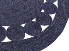 Beliani Kulatý jutový koberec 120 cm tmavě modrý KOYUNLU