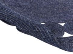 Beliani Kulatý jutový koberec 120 cm tmavě modrý KOYUNLU