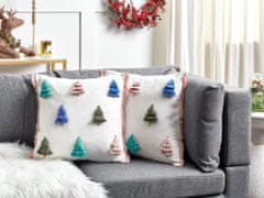 Beliani Sada 2 bavlněných polštářů vánoční motiv 45 x 45 cm barevné SKIMMIA
