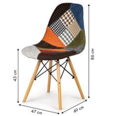 ModernHome Sada 4 patchworkových židlí Eqa