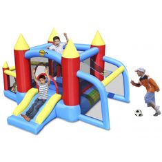 Happy Hop Skákací hrad Fotbal s fotbalovou bránou, skákací plochou a hracím místem