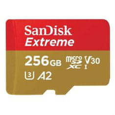 SanDisk Paměťová karta Extreme microSDXC 256GB 190MB/s / 130MB/s A2 C10 V30 UHS-I U3, adapter