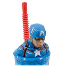 Stor Plastový kelímek Avengers / hrnek Avengers Captain America 3D s brčkem 360 ml
