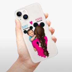 iSaprio Silikonové pouzdro - Mama Mouse Brunette and Boy pro Apple iPhone 15