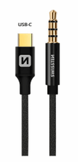 AUDIO ADAPTÉR TEXTILE USB-C (samec)/3,5 mm JACK (samec) 1,5M 1,5 M 73501303, černý