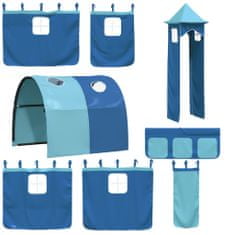 shumee Dětská patrová postel s věží modrá 80 x 200 cm masiv borovice