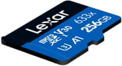 Lexar paměťová karta 256GB High-Performance 633x microSDXC UHS-I (čtení/zápis: 100/45MB/s) C10 A1 V30 U3 + adaptér