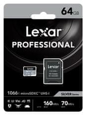 Lexar paměťová karta 64GB High-Performance 1066x microSDXC UHS-I, (čtení/zápis:160/70MB/s) C10 A2 V30 U3