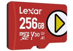Lexar paměťová karta 256GB PLAY microSDXC UHS-I cards, čtení 150MB/s C10 A1 V30 U3