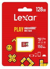 Lexar paměťová karta 128GB PLAY microSDXC UHS-I cards, čtení 150MB/s C10 A1 V10 U1