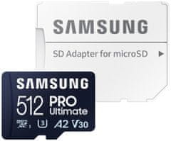 Samsung PRO Ultimate MicroSDXC 512GB + SD Adaptér / CL10 UHS-I U3 / A2 / V30