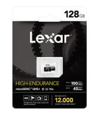 Lexar paměťová karta 128GB High-Endurance microSDHC/microSDXC UHS-I card, (čtení/zápis:100/45MB/s) C10 A1 V30 U3