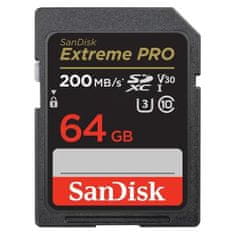 SanDisk Paměťová karta Extreme PRO 64GB SDXC 200MB/s & 90MB/s, UHS-I, Class 10, U3, V30