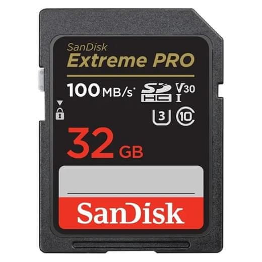 SanDisk Paměťová karta Extreme PRO 32GB SDHC 100MB/s & 90MB/s, UHS-I, Class 10, U3, V30