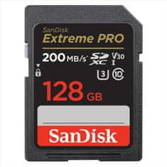 SanDisk Paměťová karta Extreme PRO 128GB SDXC 200MB/s / 90MB/s, UHS-I, Class 10, U3, V30