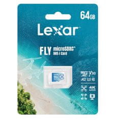 Lexar paměťová karta 64GB FLY High-Performance 1066x microSDXC UHS-I, (čtení/zápis:160/60MB/s) C10 A2 V30 U3