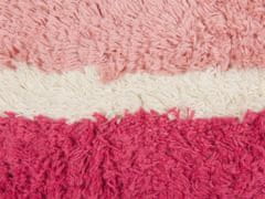 Beliani Sada 2 všívaných bavlněných polštářů se střapci 45 x 45 cm růžové BISTORTA